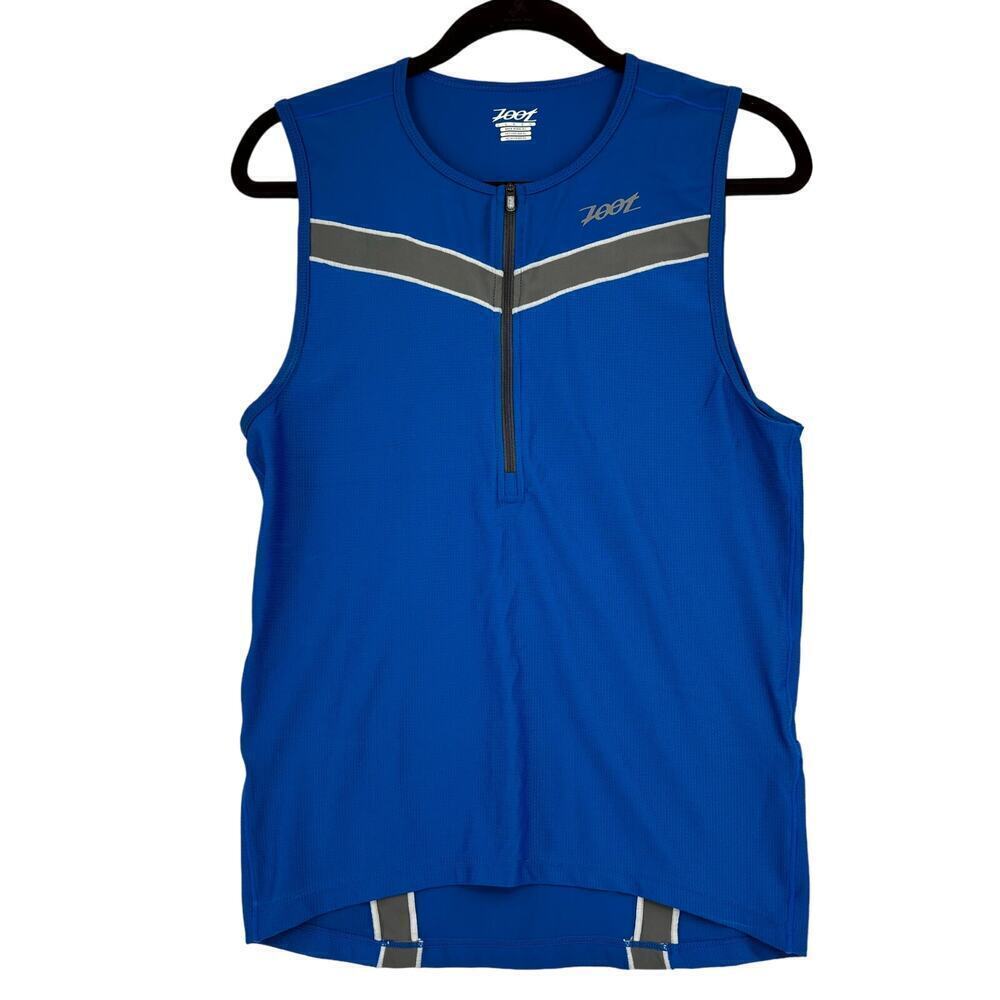 Zoot Women's Cycling Jersey Sleeveless Half Zip Athletic Tank Blue Gray Size L